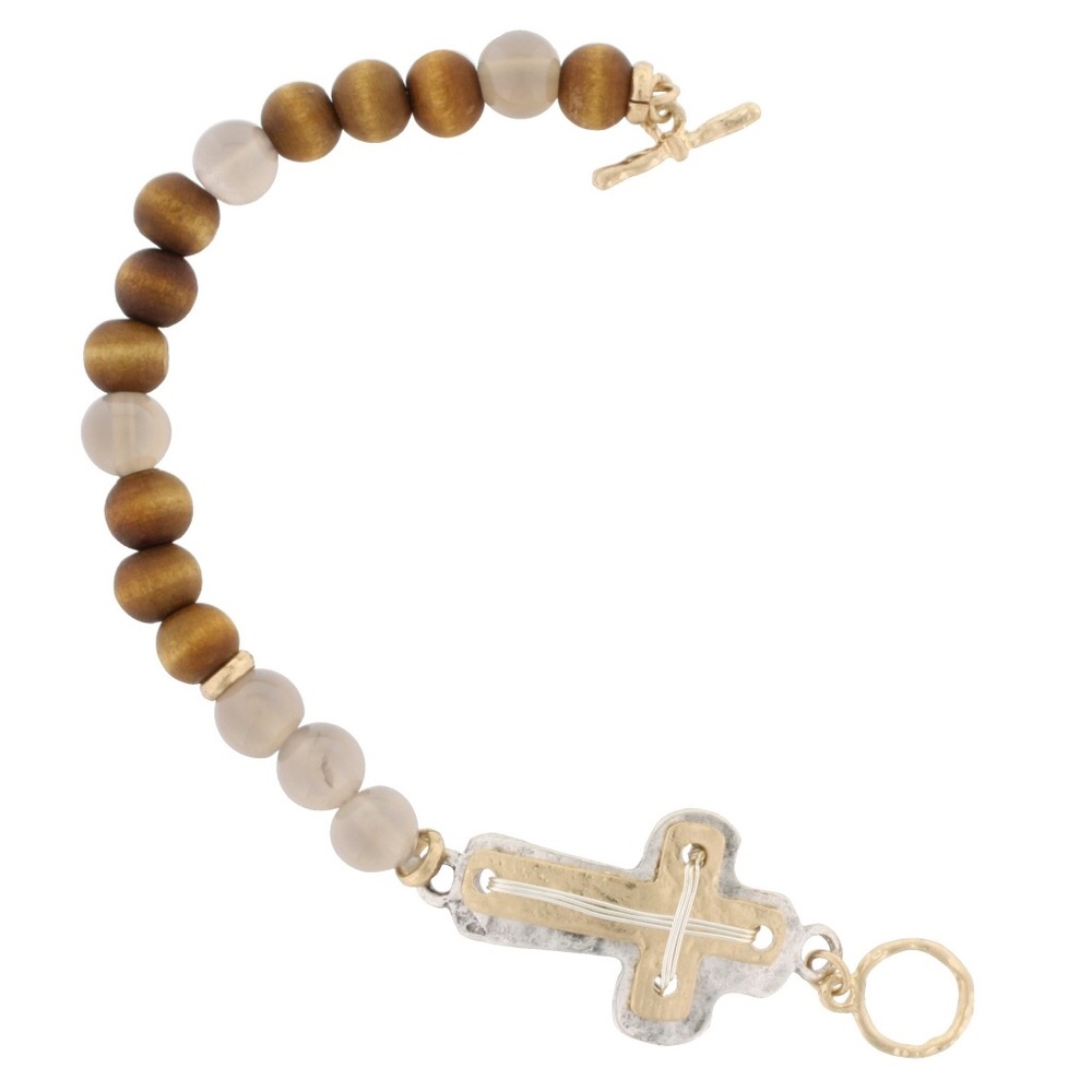 AUCTION PRICE👩🏻‍⚖️ WOOD/STONE TOGGLE BRACELET W/GREY STONES